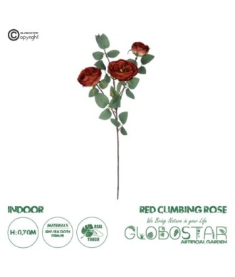 GloboStar® Artificial Garden RED CLIMBING ROSE BRANCH 21182 Τεχνητό Διακοσμητικό Κλαδί Τριαντάφυλλο Κόκκινο Y70cm